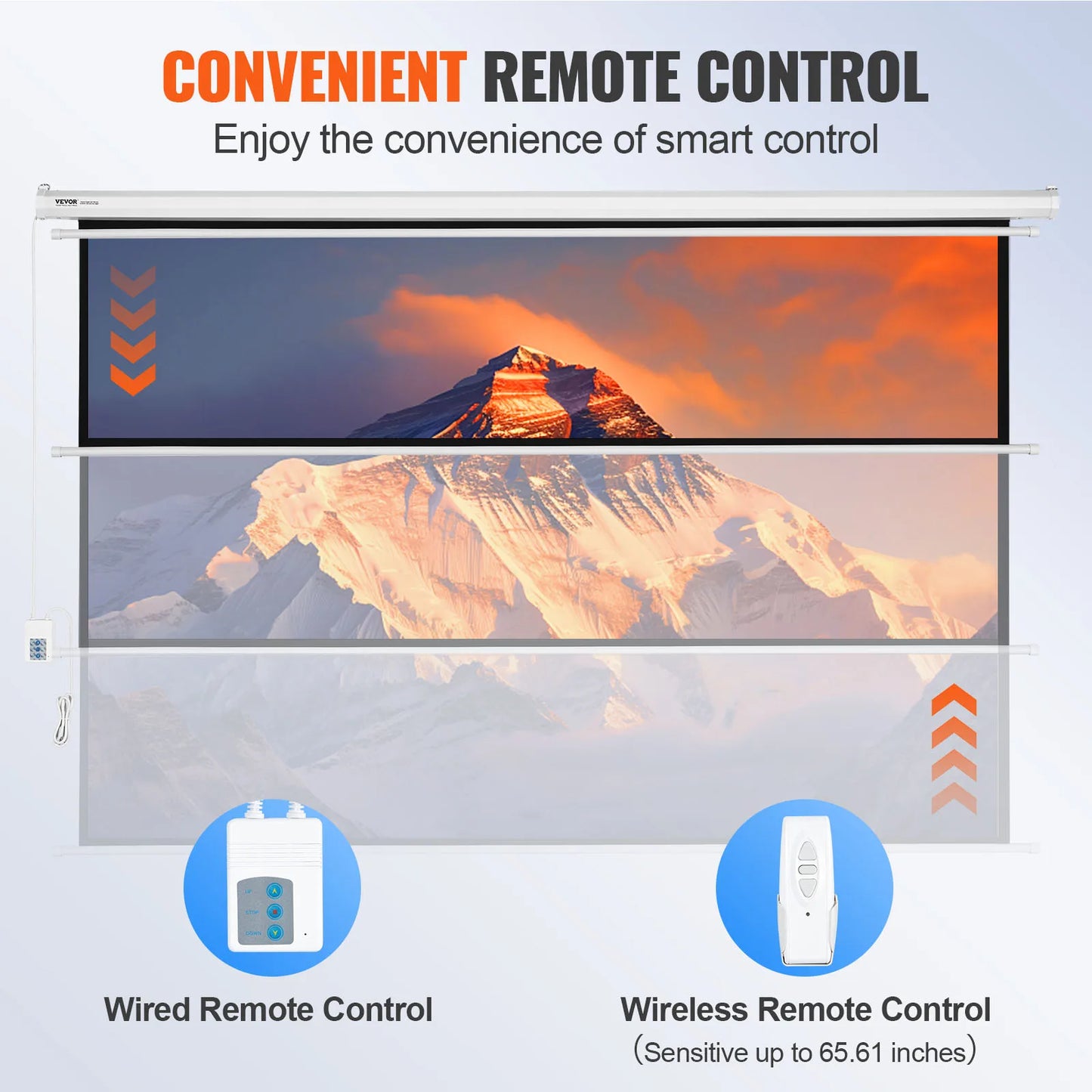 VEVOR Electric Motorized Projector Screen 100/120 inch 16:9 4K 1080 HD Wall Mount Movie Screen for Family Home Office Theater