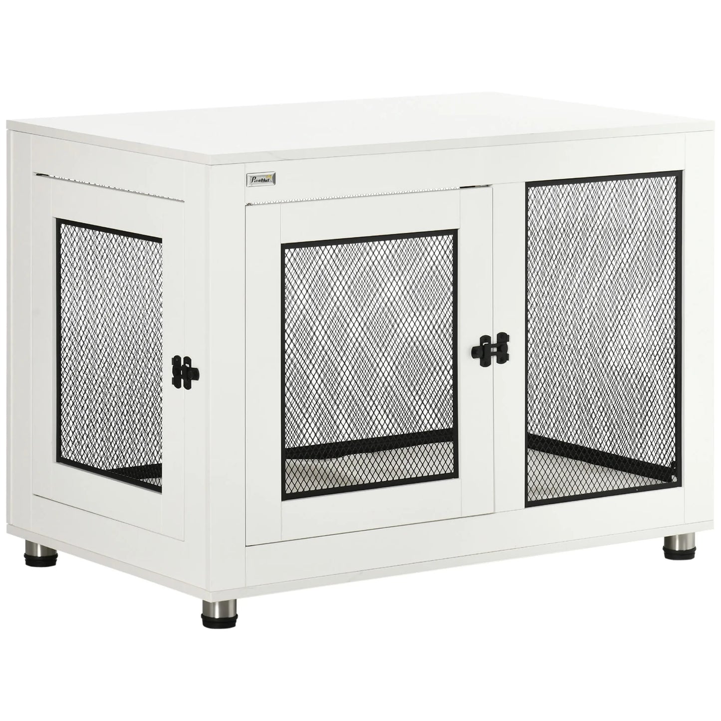 Hondenkennel – Hondenhok – Hondenbench – Hondenkooi – Bijzettafel – Grijs – Multifunctioneel 2-in-1 Ontwerp – Stevig Melamine Hout Met Ventilatie - QUORE