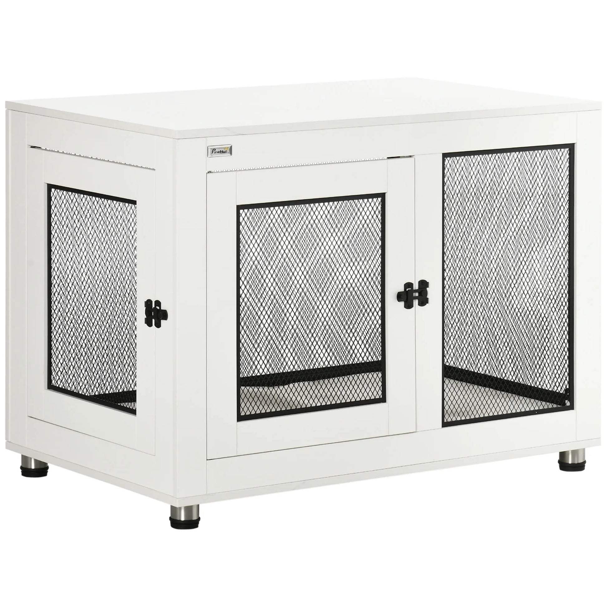 Hondenkennel – Hondenhok – Hondenbench – Hondenkooi – Bijzettafel – Grijs – Multifunctioneel 2-in-1 Ontwerp – Stevig Melamine Hout Met Ventilatie - QUORE