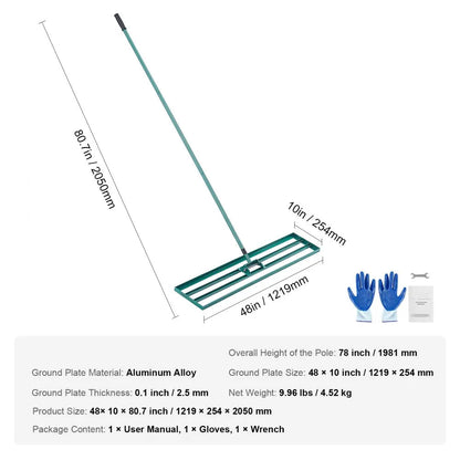 Gazonhark - Bladhark - Hark - Nivelleringshark - Gazon Leveler - Robuuste Bodemplaat - voor Tuin - Golf - Gazon - Achtertuin - Aluminiumlegering - 121.9 x 25.4 x 205 cm - Groen