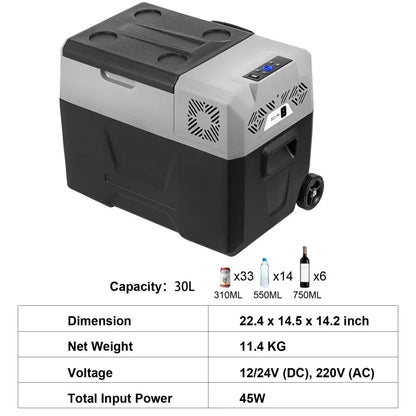 Auto Koelbox – Draagbare Koelkast – Mini Koelbox – Mobiele Koeler – Camping Koelbox – 30 Liter – -20°C Tot +20°C