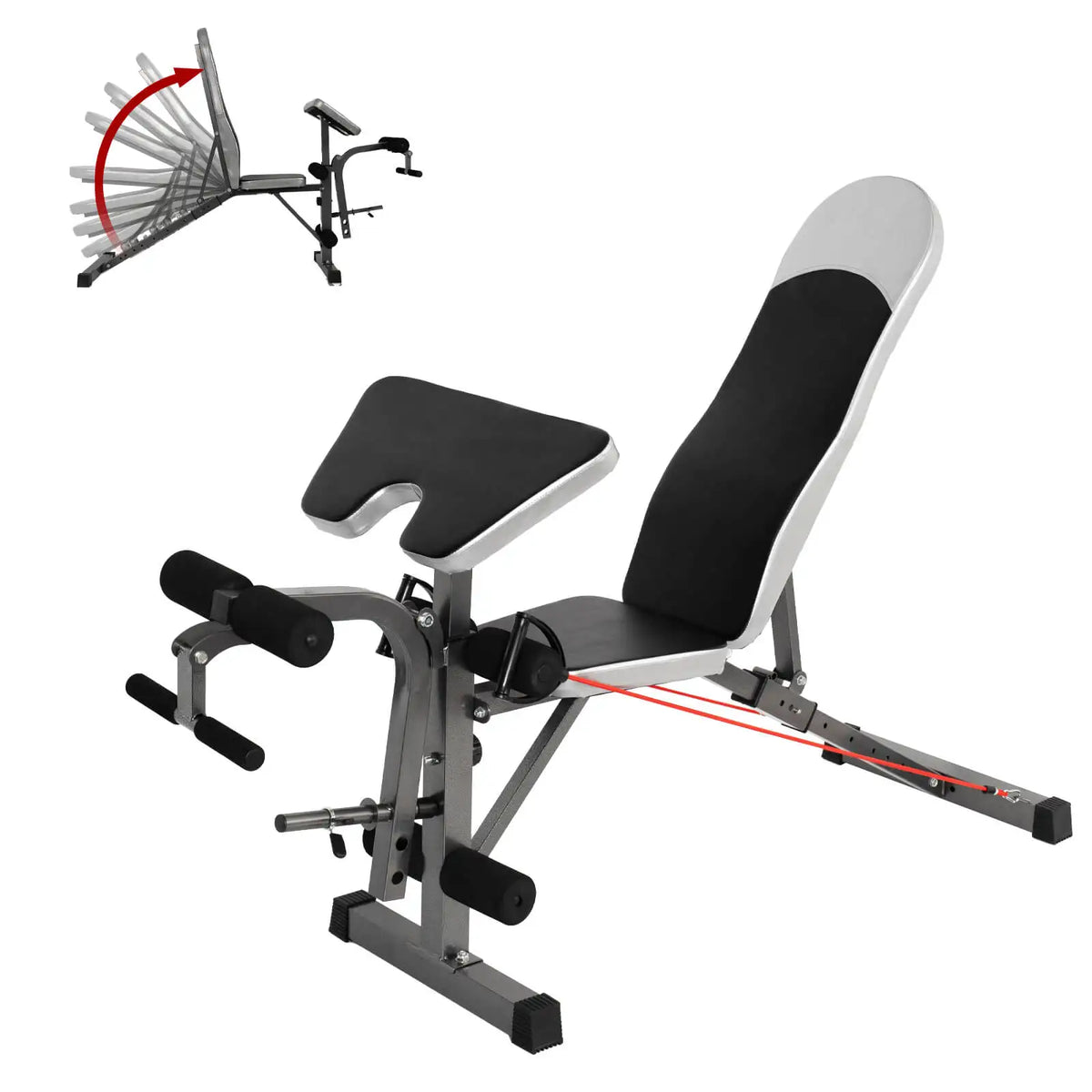 Weights Bench,Adjustable And Multifunctional , Abdominal Bench,w/ 8 Adjustable Positions & 2 Training Straps,Home Gym