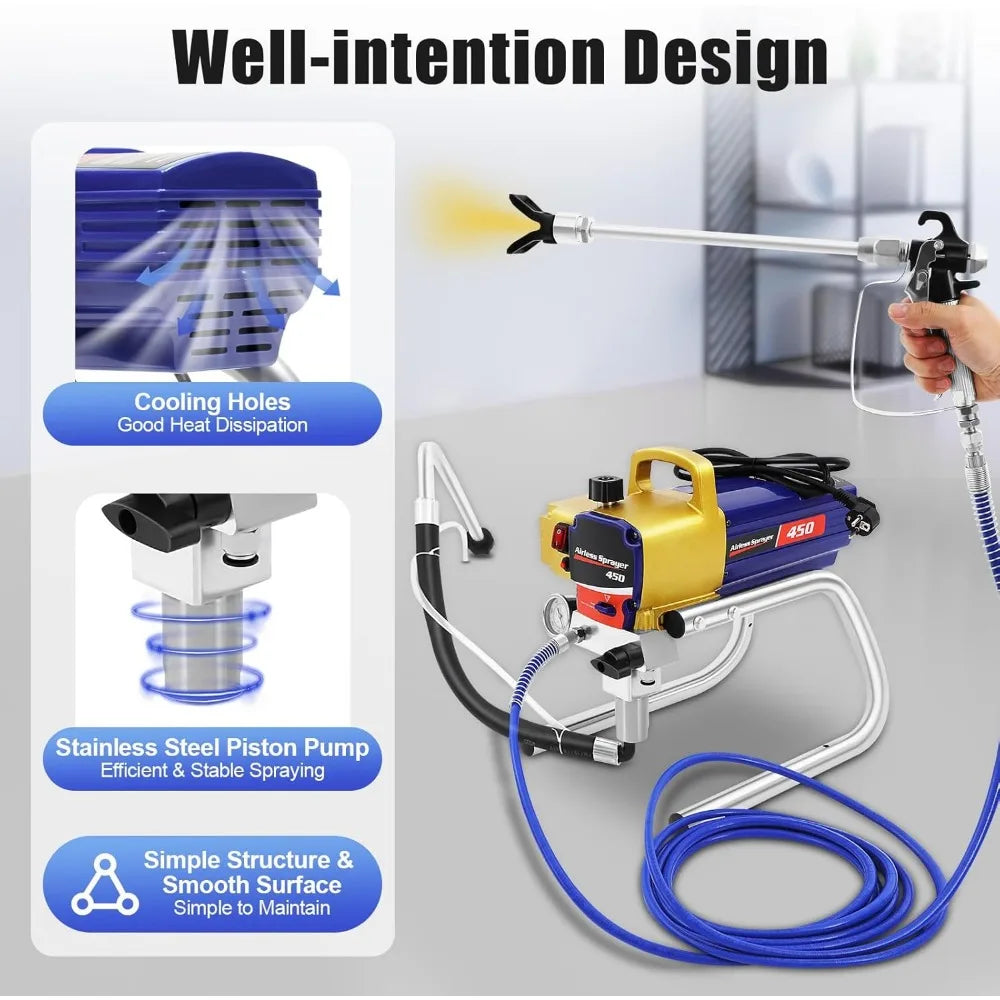Airless Verfspuit - Verfspuitmachine - Verfspuiten Electrisch - 1500W - 2.5L/min - 22MPa - 220V - Verfspuit - voor Muren - Meubels - en Plafonds