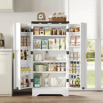 Keukenkast – Opbergkast – Kastje – Dressoir – Woonkamermobiel – Wit – LED Sensorverlichting – Verstelbare Legplanken 120x60,5x40 cm
