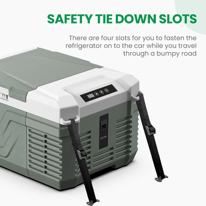 Mini Koelkast - Auto Koelkast - Draagbare Compressor Koelbox - Elektrische Vriesbox - met Veiligheidssleuven voor Vastbinden - voor Camping - Auto - Vrachtwagen - Boot - 9L - 100V~240V AC - 12/24 DC - 46 x 32.8 x 26 cm - Groen