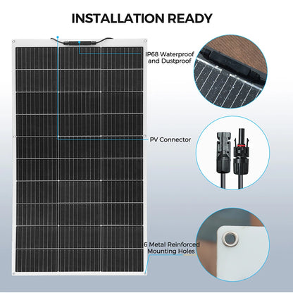 Zonnepaneel - Zonnepanelen - Zonne-energie - 16.5V Fotovoltaïsche Celmodule - Flexibel - Monocrystalline Silicon - 300W - 3 Stuks - Waterdicht - voor Boot - Camper - Caravan - RV - Tuin - QUORE