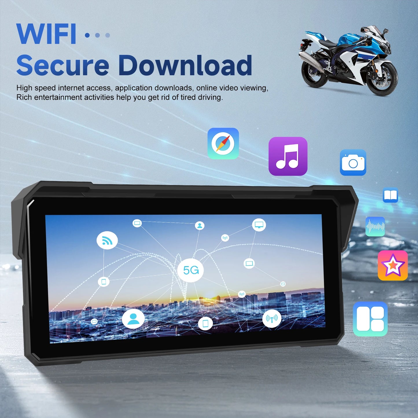 Android Smart Player – Multimedia Speler – Auto Radio – Motor Navigatie – Touchscreen Monitor – 8,1 Inch HD Scherm – Waterdicht IP68 – GPS Navigatie & Draadloos CarPlay