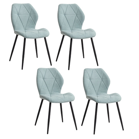 Dining Chairs - Chair - Dining Chair - Set of 4 - Upholstered - Soft Linen - Velvet Seat - Ergonomic - Metal Legs - Comfortable and Stylish - 42cm x 48cm x 86cm - Mint