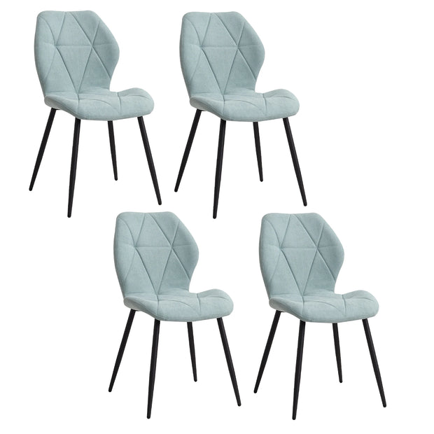 Dining Chairs - Chair - Dining Chair - Set of 4 - Upholstered - Soft Linen - Velvet Seat - Ergonomic - Metal Legs - Comfortable and Stylish - 42cm x 48cm x 86cm - Mint