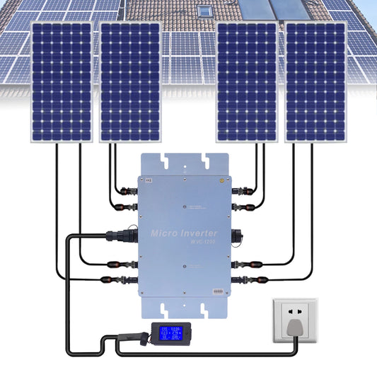 Micro-Omvormer – Solar Omvormer - 1200W Hoog Rendement – Zonne-energie Converter – DC Naar AC – Waterdicht IP65 - QUORE