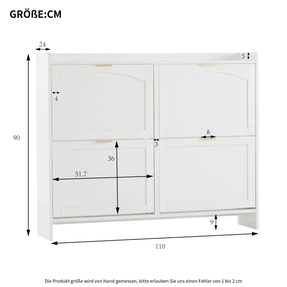 Moderne Schoenenkast – Schoenenrek – Schoenenopberger – Schoenenkast – Schoenendisplay – Zwart – 4 Inklapbare Compartimenten – Compact Ruimtebesparend Design
