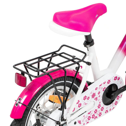 Kinderfiets - Loopfiets - Kleuterfiets - met Zijwielen - Inclusief Bel & Achterrek - Leuke Fiets - voor Meisjes en Jongens - van 2-7 Jaar - 12inch - Metaal - Roze