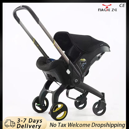 Kinderwagen - Babywagen - Wandelwagen - 4-in-1 - Opvouwbaar - Lichtgewicht Reisbuggy - Verstelbare Zitting - en Zonnescherm - Kinderen tot 20 kg - Khaki