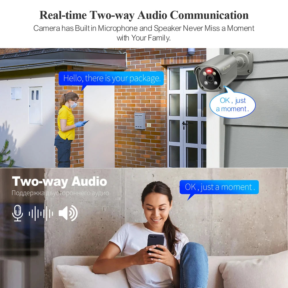 Techage 8CH 4K UHD 8MP Camera System H.265 PoE NVR Kit Outdoor Video Surveillance AI Human Detect Two-way Conversation CCTV Set - QUORE