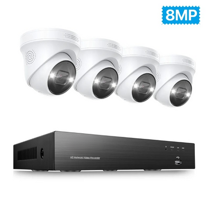 Beveiligingscamera System – 4 Stuks - Bewakingscamera – CCTV Camerasysteem – Buitencamera – IP Camera – 8CH PoE NVR – Ultra HD 4K Met Kleurennachtzich - 8MP - Geen Ingebouwde HDDt - QUORE