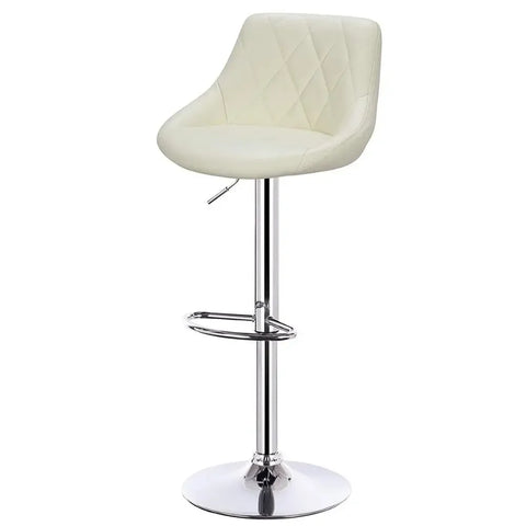 Adjustable Bar Stool - Bar Stool - Bar Stools with Backrest - Footrest - Chrome Steel - Ergonomic Design - Khaki Leather