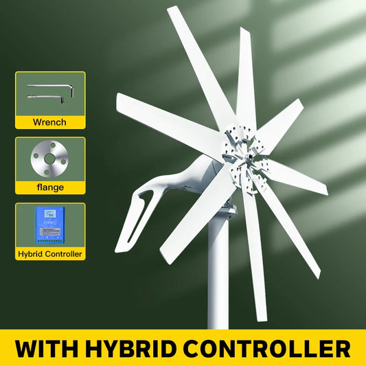Windturbine - Windmolen - Windenergie - Windturbine Generator - 1000W - 12V - Horizontale Windmolen - met Hybride Controller - 3 Bladen - Energieopwekking - Voor Huis – Sterke Windkracht