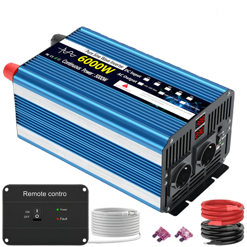Omvormer – Spanning Omvormer – Stroomomzetter – 12V Naar 220V – 6000W – Pure Sinusgolf