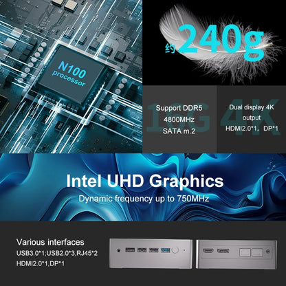 Mini PC – Mini Desktop – Mini Computer – Compacte PC – Kleine PC – Intel N100 Processor –  8G - 256GB