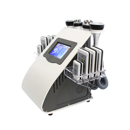 6-in-1 Ultrasone Cavitatie & RF Body Contour Machine – Afslankapparaat – Huidversteviger – Cellulite Verwijderaar – Vetverbrander – Multipolaire Radiofrequentie – 40 kHz Ultrasone Cavitatie – Touchscreen Bedieningspaneel