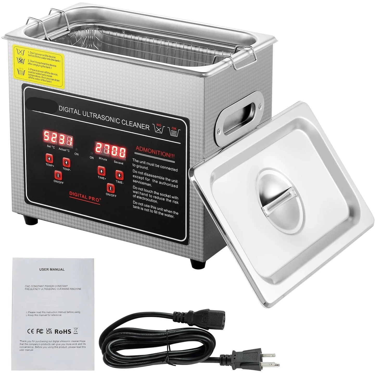 Ultrasone Reiniger – Sieradenreiniger – Brillenreiniger – Horlogereinger – Bestekreiniger – 22 Liter Inhoud – 40 kHz Frequentie – RVS Reservoir