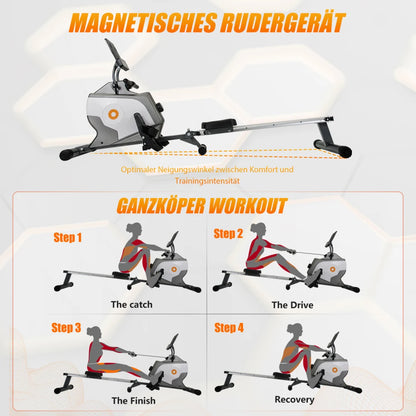 Roeitrainer – Roeimachine – Roeiapparaat – Fitnessapparaat – Hometrainer – 8 Weerstandsniveaus – Inklapbaar Compact Design