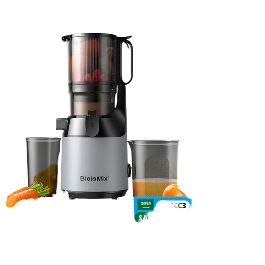 BioloMix - SlowJuicer- Fruit juicer- with 130mm feed chute, suitable for whole fruits and vegetables, high juice yield, BPA FREE Slow Masticating Juicer