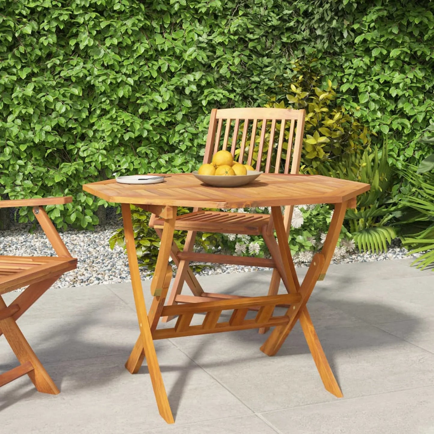 Opvouwbare Tuinset – Houten Tuinmeubel – Balkonset – Terrasmeubels – Massief Acaciahout – Parasolstandaard – Ruimtebesparend Design