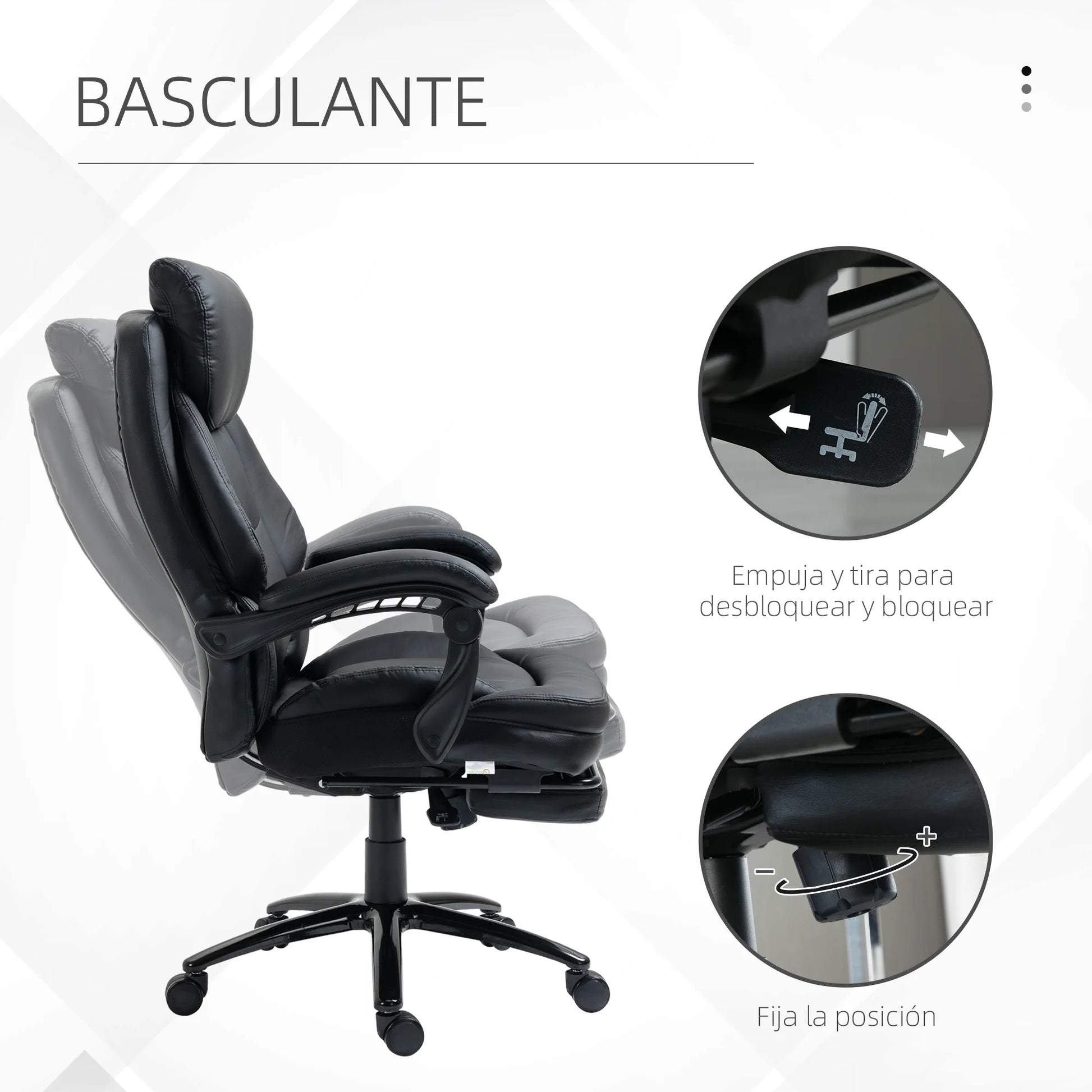 Bureaustoel – Ergonomische Stoel – Office Chair – Draaistoel – Gamingstoel – Verstelbare Zithoogte – Kantelbare Rugleuning Met Voetensteun - Zwart - QUORE