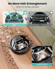 Robotstofzuiger - met dweilen - Krachtige zuigkracht - Zichtbare stofbak - Stil - Zelfopladend - Werkt met Alexa - Zwart