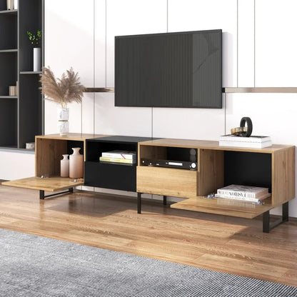 tv-meubel – tv-kast – tv-dressoir – tv-meubelen – tv-meubel natural zwart – ruime opbergruimte – robuuste constructie