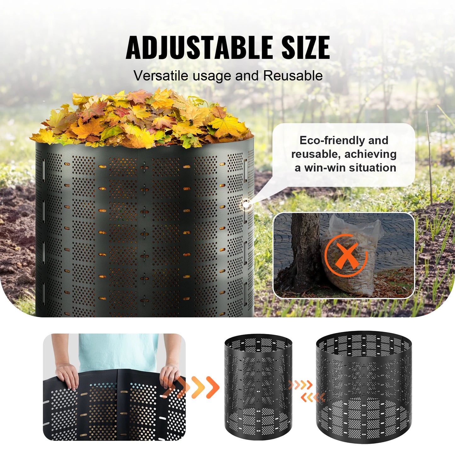 Compostbak - Compostvat - 220 Gallon - Compost - Uitschuifbare Buitencompostbak met Groot Volume - Snelle Compostering - Composter - Prullenbak