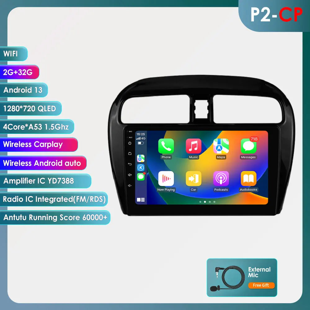 Autoradio – Multimedia Speler – Android Auto – CarPlay – 9 Inch Touchscreen – Android 14 OS – 4GB RAM 128GB Opslag