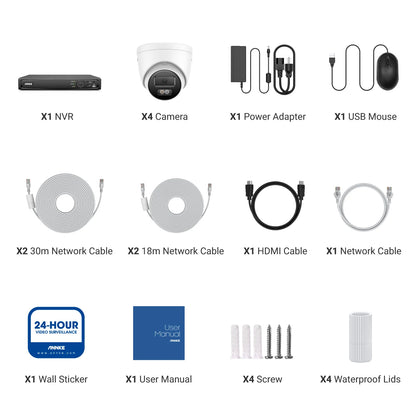 ANNKE 3K Ultra HD POE Video Surveillance System 8CH NVR Recorder With 3K Security Cameras CCTV Kit Built-in Mic 3K Ip camera