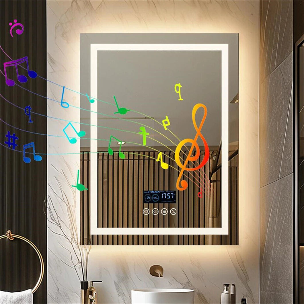 LED-Badkamerspiegel – Slimme Spiegel – Verlichte Spiegel – Anti-Condens Spiegel – Bluetooth Spiegel – Dimbare Led-Verlichting – Frameloos Aluminium Design - 600x800mm - QUORE