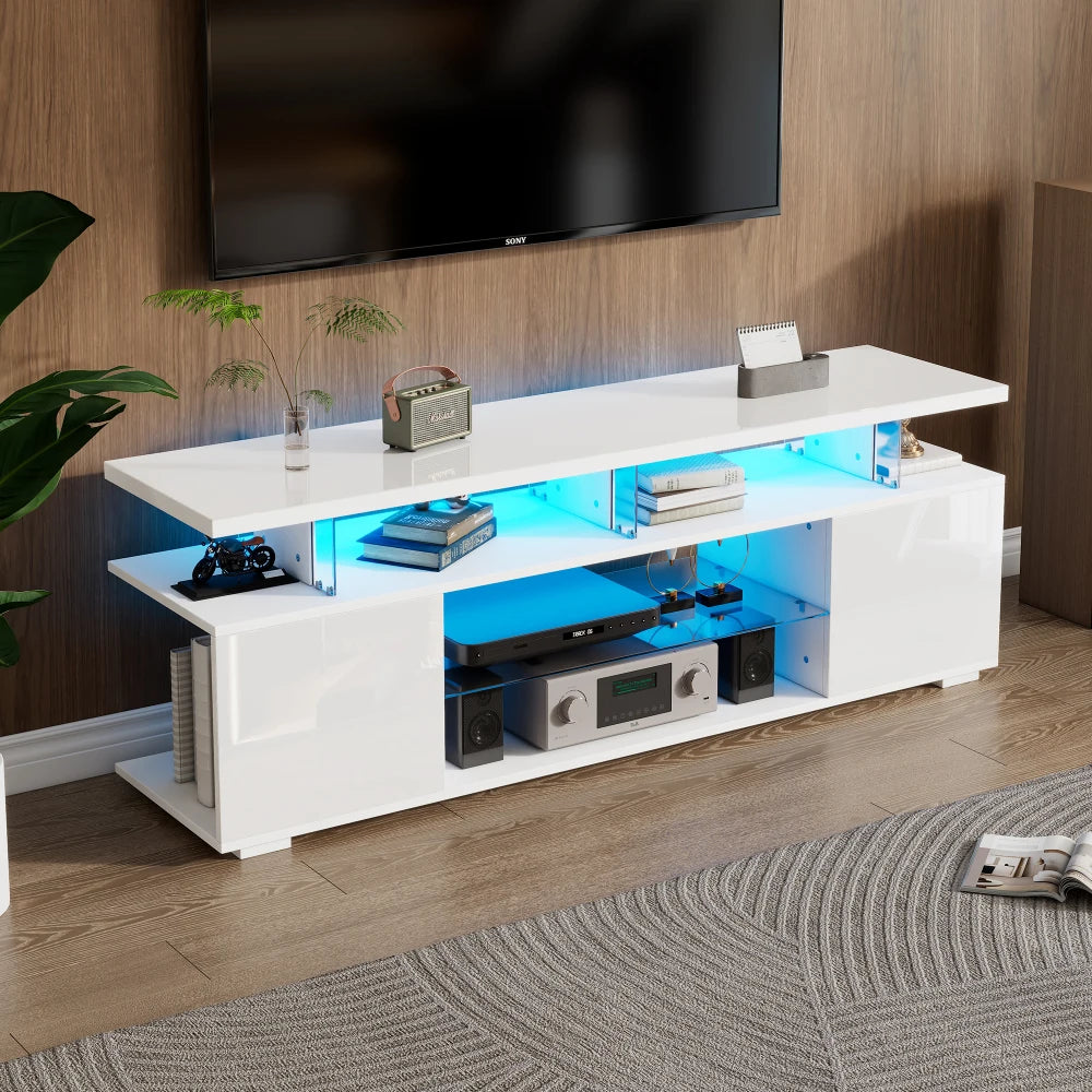 TV-meubel – TV-standaard – Tv-kast – Mediameubel – Entertainmentmeubel – LED-verlichting met 16 kleuren – Geschikt voor tv’s tot 60 inch