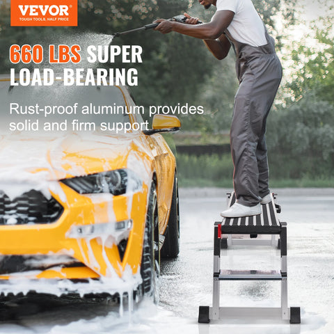 Vevor - Work Platform - Adjustable Work Platform - Folding Step - Load Capacity 660 lbs - Aluminum - for Vehicle Washing