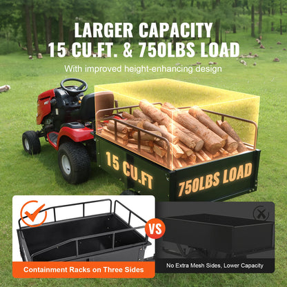 Tuinaanhangwagen - Utility Trailer - Dumpkar - Zwaar Uitgevoerd - met Afneembare Zijkanten - voor Rijden - Grasmaaier - Tractor - Ijzer - 200 x 76 x 76 cm - Zwart