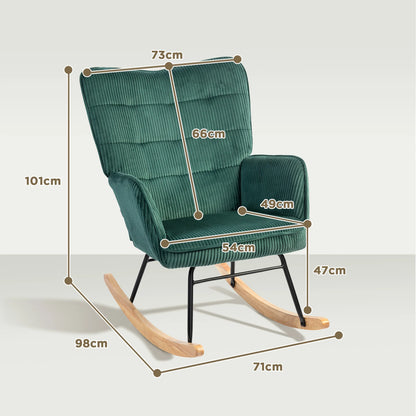 Schommelstoel – Schommel Fauteuil – Relaxstoel – Wiegstoel – Lounge Stoel – Comfortabele Zitting – Duurzaam Beukenhout - Donkergroen
