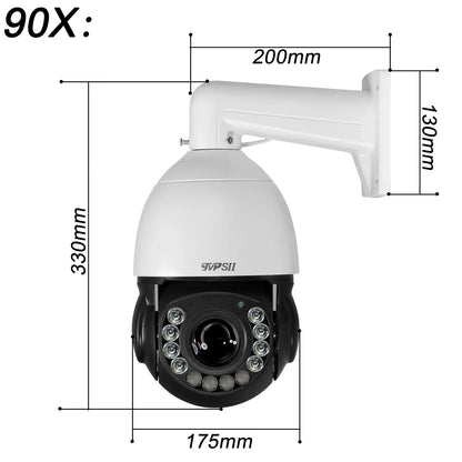 Laser Infrared Metal Auto Tracking Cruise 8MP 4K 90X Optical Zoom 360° Audio POE PTZ Speed Dome Surveillance Security IP Camera