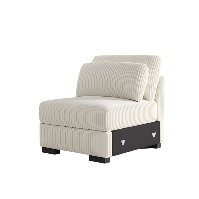 Modulaire Eénzitsbank – Loungestoel – Zitzak – Sessel – Corduroy Stof – Houten Poten – Verstelbare Hoofdsteun - 74 x 88 x 85 cm - Beige
