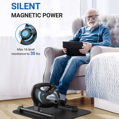 Mini Hometrainer – Bureaufiets – Fitness Trainer – Beentrainer – Armbands – 16 Niveaus Magnetische Weerstand – LCD-Scherm