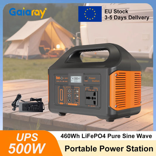 Draagbare Powerstation – Mobiele Generator – Noodstroomvoorziening – Camping Accu – 500W 460Wh LiFePO4 – Compact & Zuivere Sinusgolf
