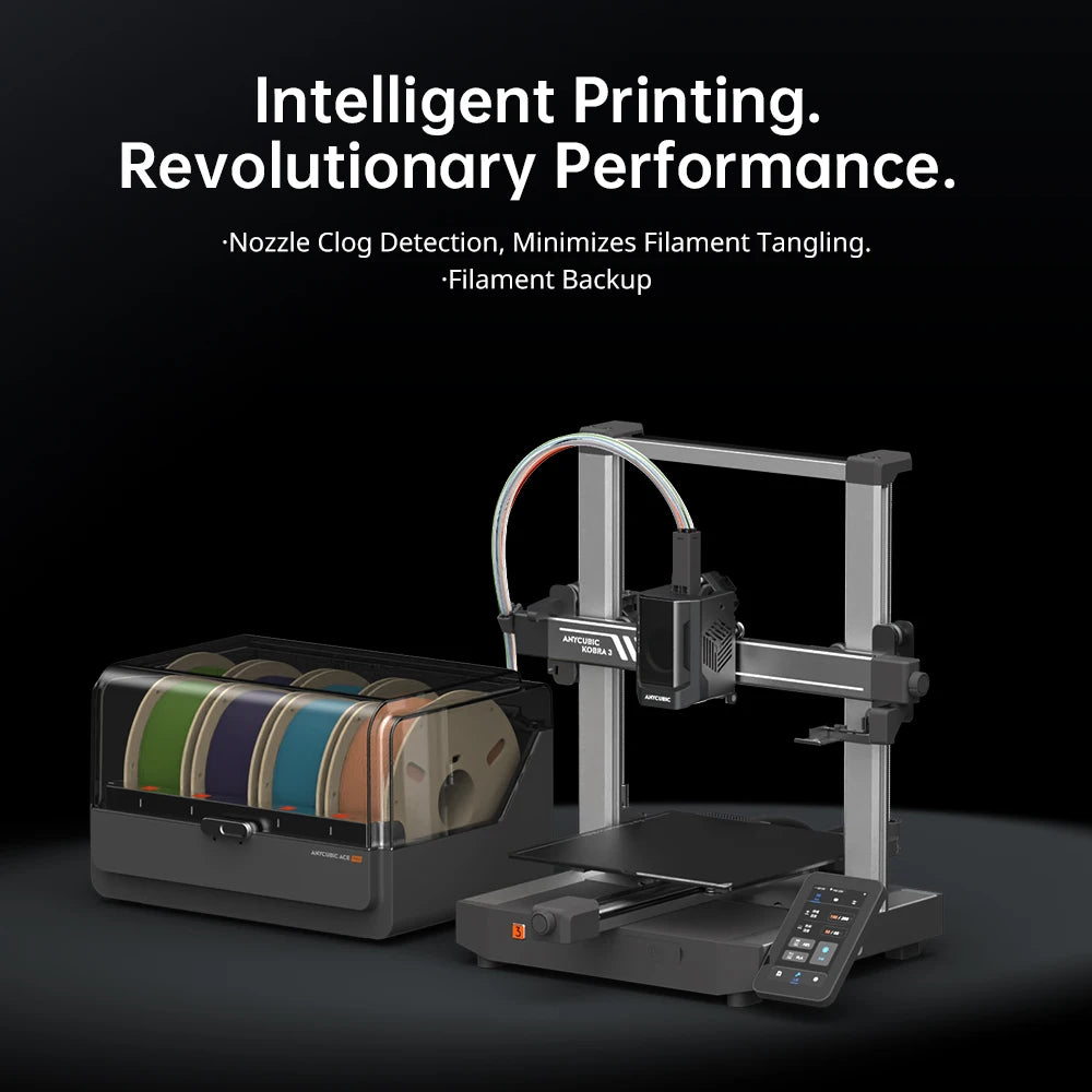 3D-printer – 3D-printer combo – 3D printmachine – 3D kleurprinter – Anycubic Kobra 3 Combo AE – 8-kleuren multi-color printing – Printvolume 250x250x260 mm