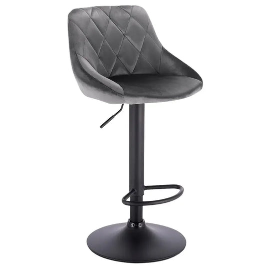 Verstelbare barkruk - Barkruk - Barkrukken met Rugleuning - Voetensteun - Chroomstaal - Ergonomisch Ontwerp - Donkergrijs Fluweel
