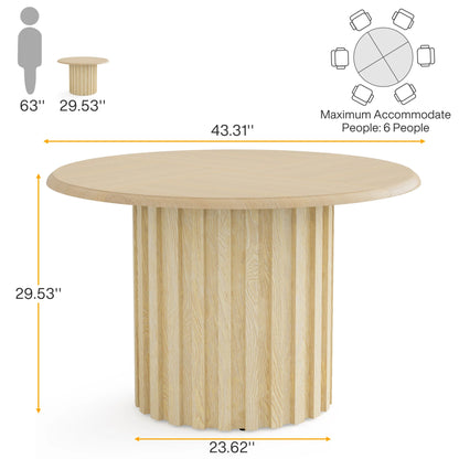 Eettafel – Ronde Tafel – Eettafel 110 Cm – Compacte Eettafel – Houtplaatmateriaal – Metalen Voet – 4 Tot 6 Personen - 110 x 110 x 75 cm - Natuurlijk Hout