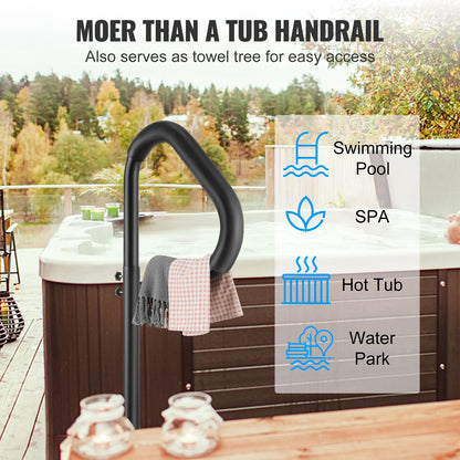 Hot Tub Handrail - Swivel Hot Tub Handrail - Side Rail - Adjustable Handrail - 360° Rotation - 6.75kg - 35-57 inch - Black