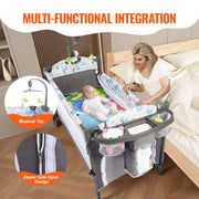 Babybedje - Baby Bassinet - Opvouwbaar Baby Bassinet - Babybed - Draagbaar Bassinet voor Baby - Gemakkelijk Opvouwbaar - Dubbellaags - Met Opbergmandje en Wielen