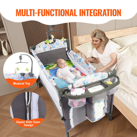 Babybedje - Baby Bassinet - Opvouwbaar Baby Bassinet - Babybed - Draagbaar Bassinet voor Baby - Gemakkelijk Opvouwbaar - Dubbellaags - Met Opbergmandje en Wielen