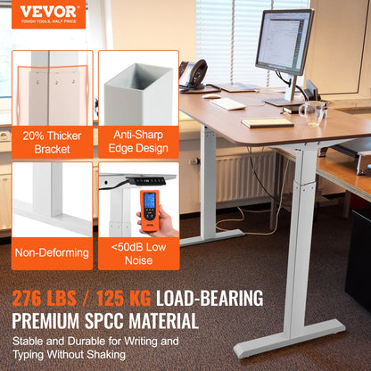 Ergonomisch Zit-Sta Bureauframe – Verstelbaar Bureauframe – Zit Sta Frame – Hoogte Verstelbaar – Stil Motor – Geheugenfunctie - QUORE